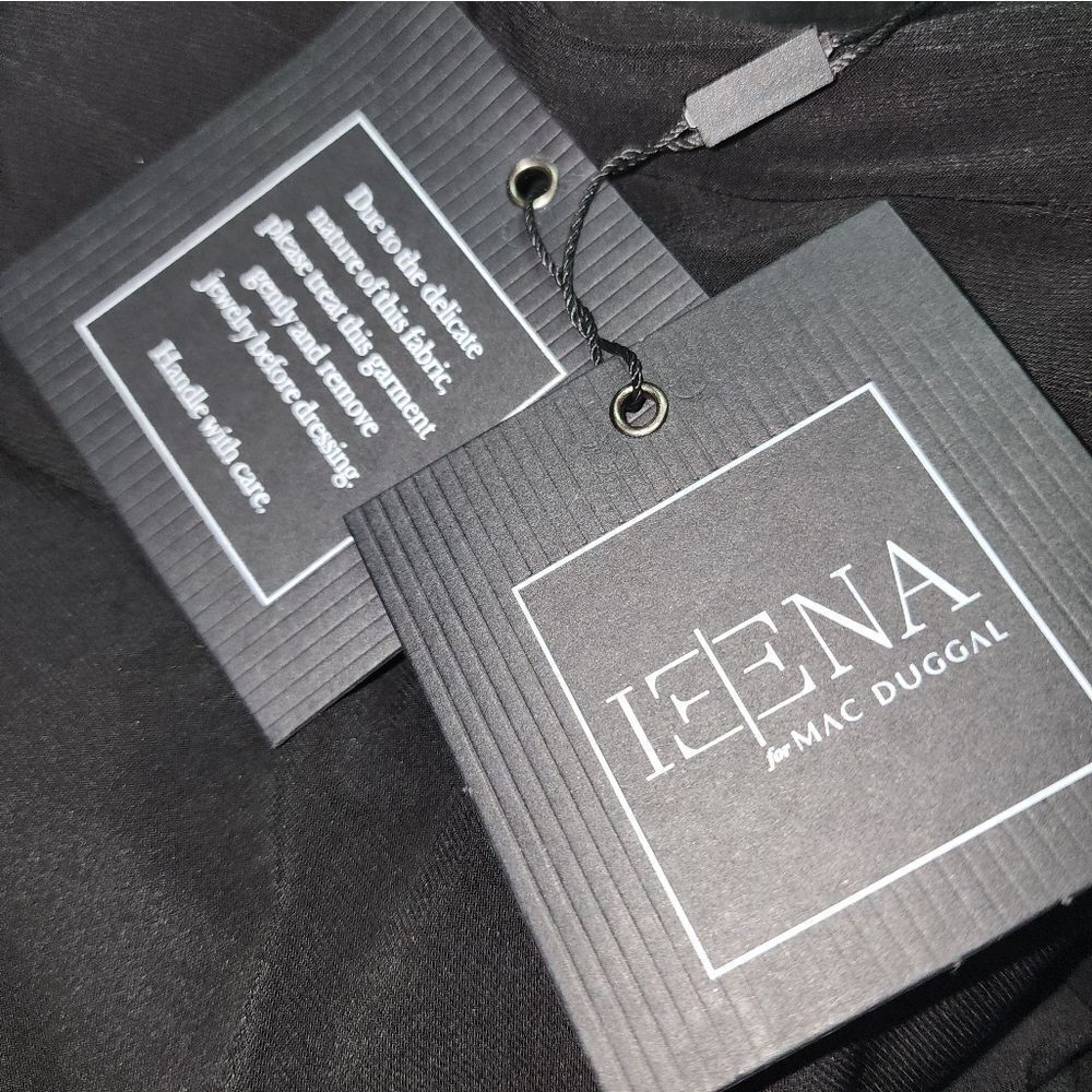 Mac Duggal Black Foldover Long Sleeve Jeweled Midi Dress SIZE 6 NWT Retail $258 - Picture 10 of 14